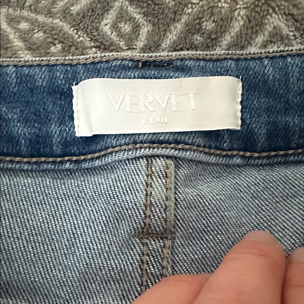 Women's Light Blue Denim Cutoff Shorts with Frayed Hem - Picture 2 of 3
